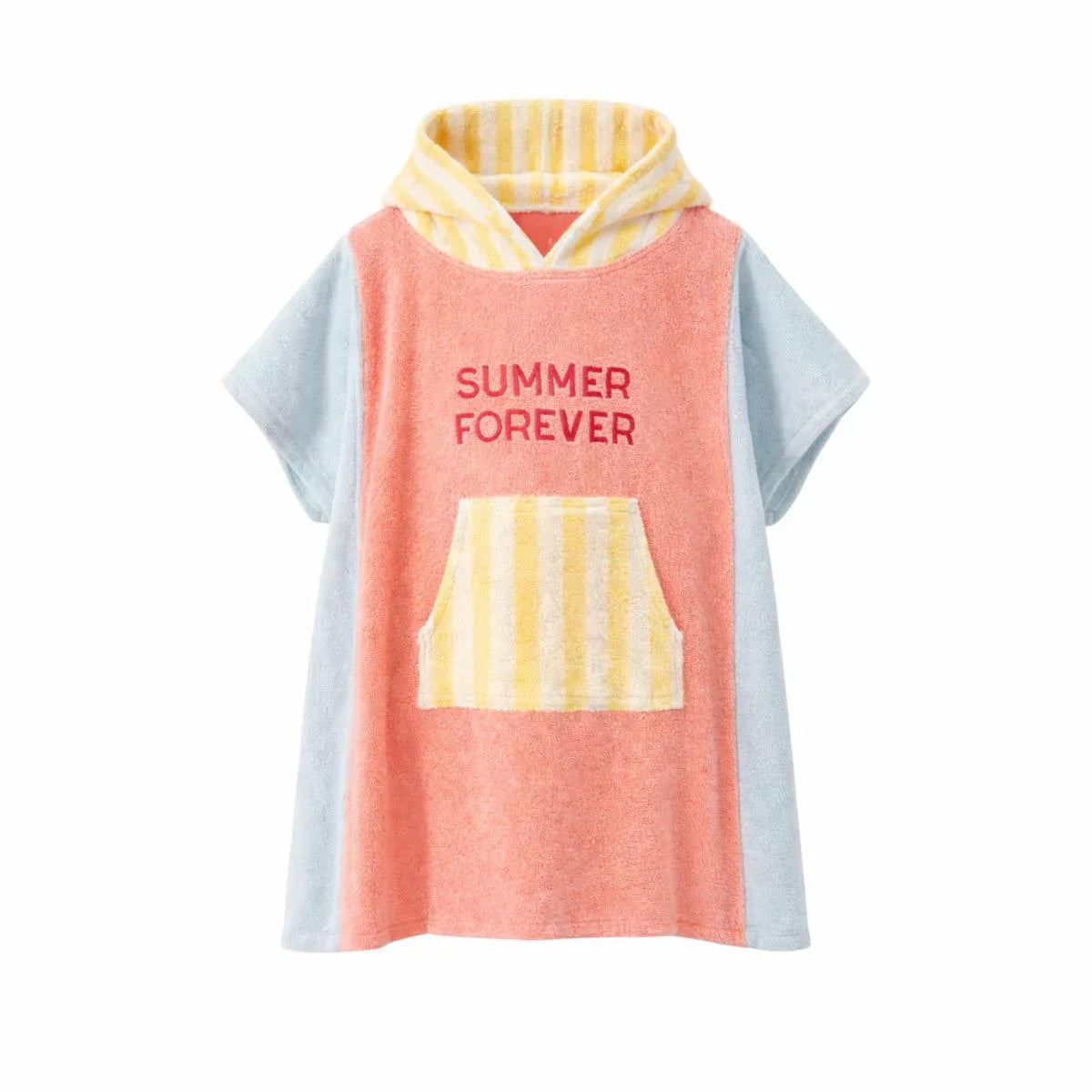 poncho-enfant-adulte-papa-maman-chamaye-assorti-parent-enfant-poncho-papa-fils-cadeau-fete-des-meres-serviette-mere-fille-cadeaux-maman-matchy-matchy-cadeau-original-famille-broderie-motif-summer-forever