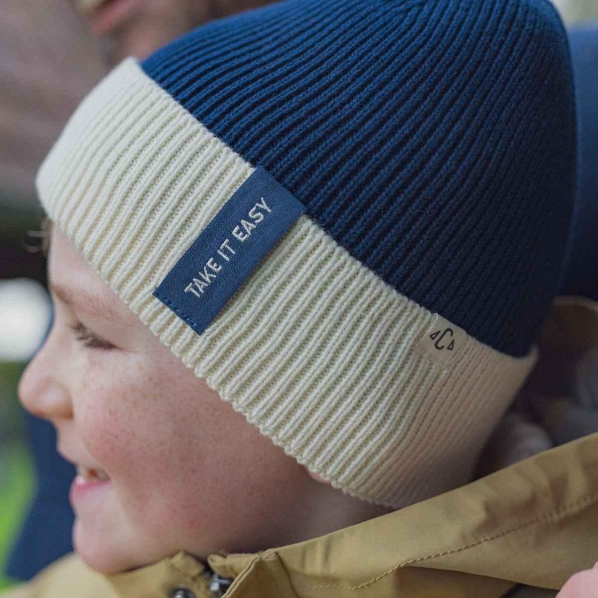 Bonnet Bébé Rétro Bleu Marine - Taille 2 Ans - Laine Mélangée - Vintage Parfait état