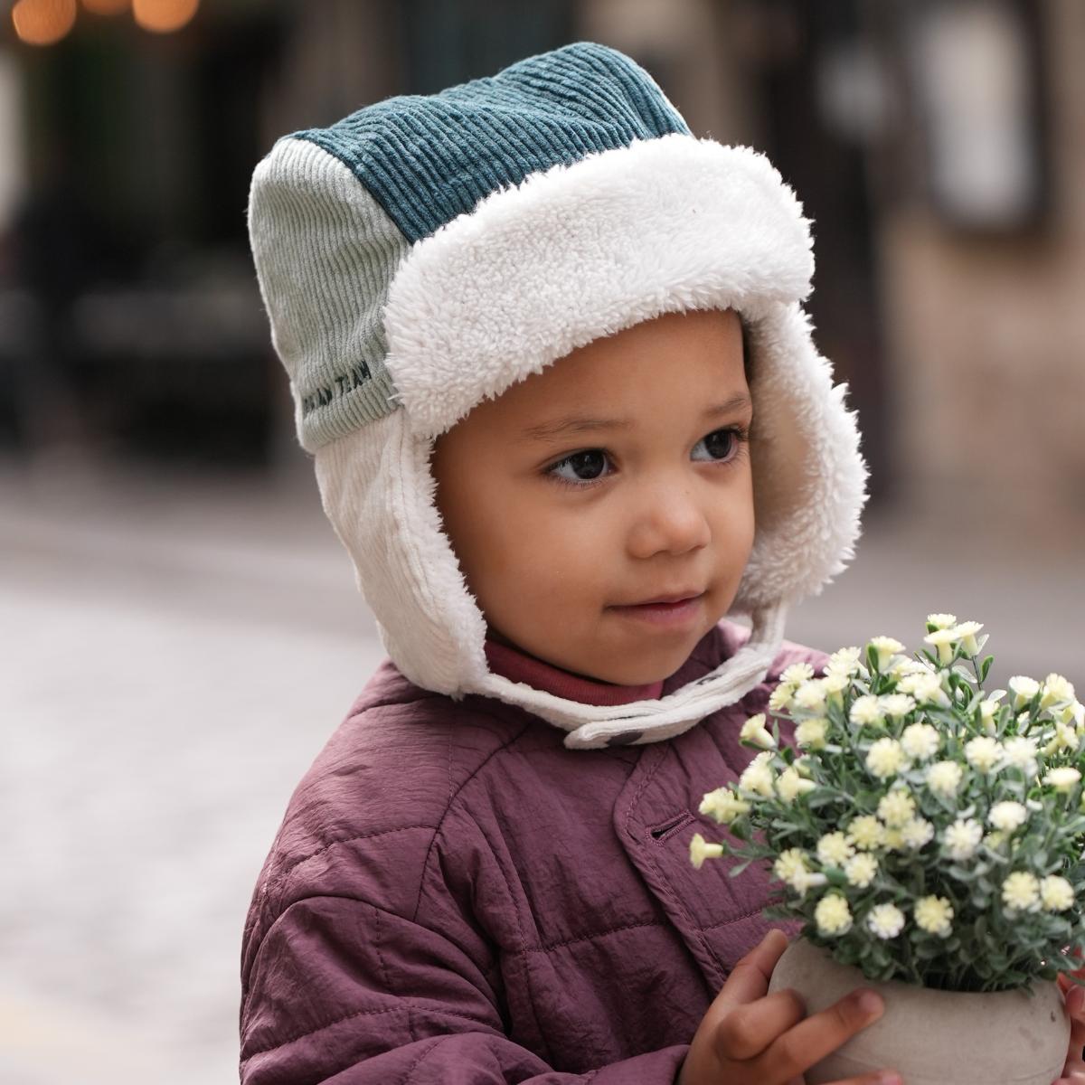 Chapka Tricolore Velours Dream Team Vert Canard Vert Pâle Enfant