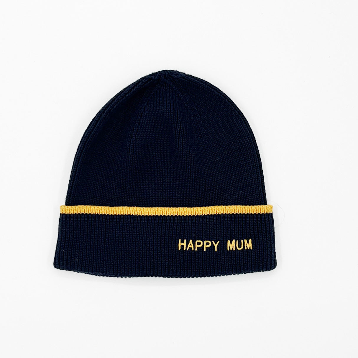 Bonnet marine liseré moutarde, Happy Kid, Happy Mum, Happy Dad | Enfant ou Adulte